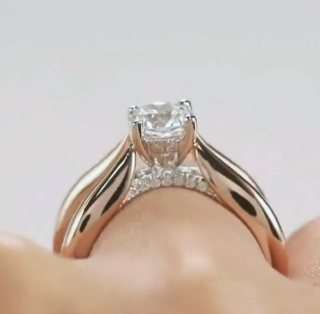 Micro-inlaid Rose Golden Ring