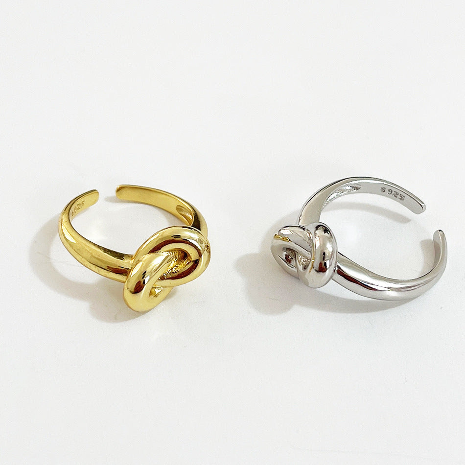 Women's 925 Sterling Silver Knotted Geometric Ring