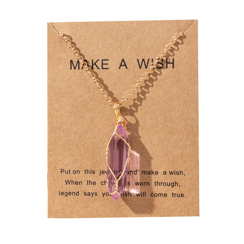 Men's And Women's Fashion Simple Copper Wire Hexagon Prism Necklace