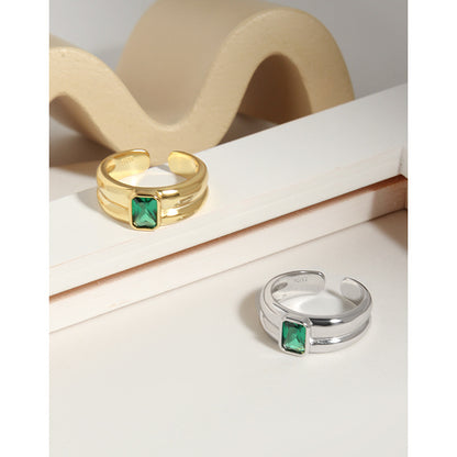 All-match Micro Inlaid Zircon Textured Sterling Silver Ring