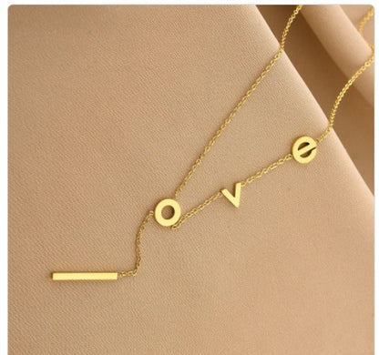 Women's alphabet titanium steel necklace