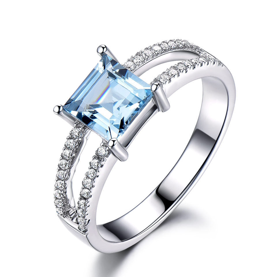 925 Sterling Silver Sky Blue Topaz Ring Female Small Jewelry