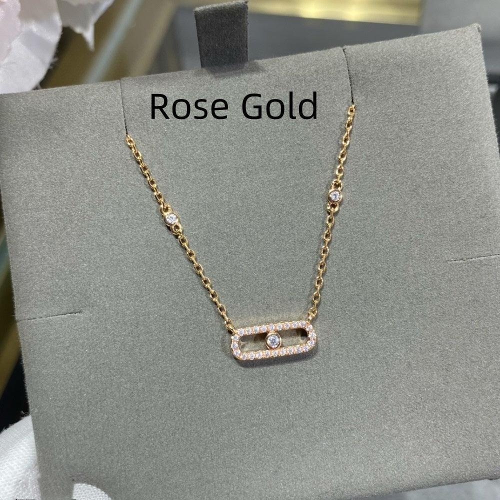 Rose Gold Simple Mobile Single Diamond Full Diamond Necklace