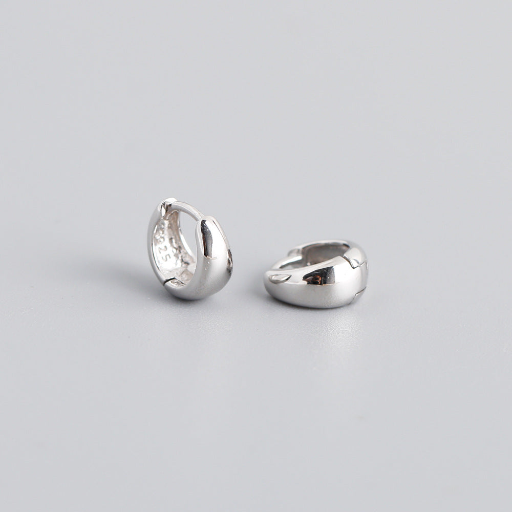 S925 Sterling Silver Wide Face Personalized Simple Bracelet Earrings