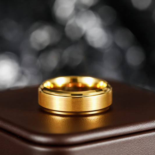 European And American Gold Ring Simple Couple