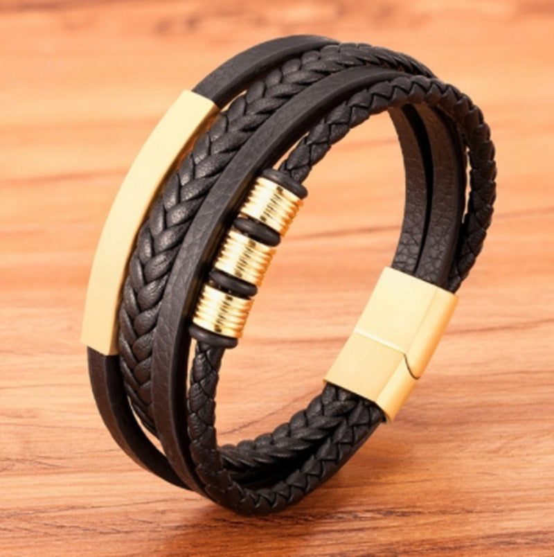 Men's Hand-woven Multilayer Leather Bracelet
