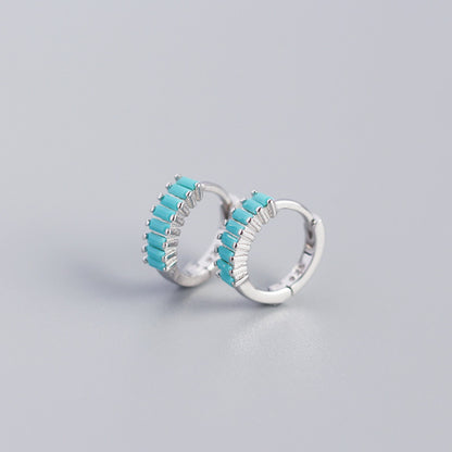 Women's Inlaid Cubic Zirconia Sterling Silver Stud Earrings