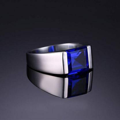 925 Sterling Silver Sapphire Emerald Men's Ring Fashion Jewelry