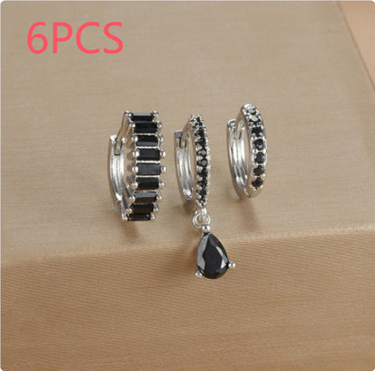 Geometric Water Drop Diamond Gold Plated Earrings