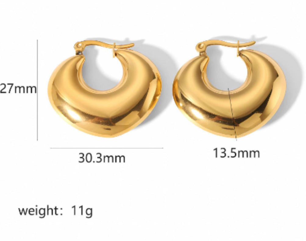 18k Gold Stainless Steel Geometric Heart-shaped Earrings