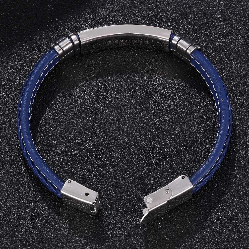 Fashion Braided Men's Stainless Steel Leather Bracelet