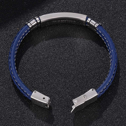 Fashion Braided Men's Stainless Steel Leather Bracelet