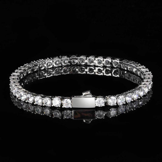 Hip Hop Spring Buckle Single Row Tennis Chain Bracelet