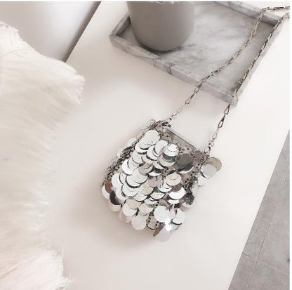 Kette Glitzer Pailletten Bling Schultertasche