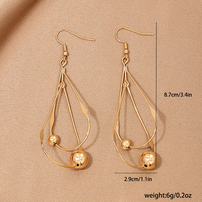 Female French Style Temperament Hollow Water Drops Tassel Long Earrings
