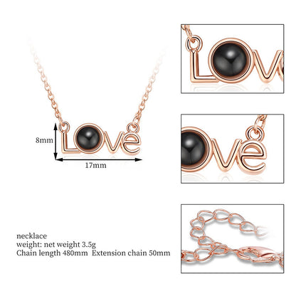 LOVE Shape Pendant Necklace Projection Net Red Jewelry
