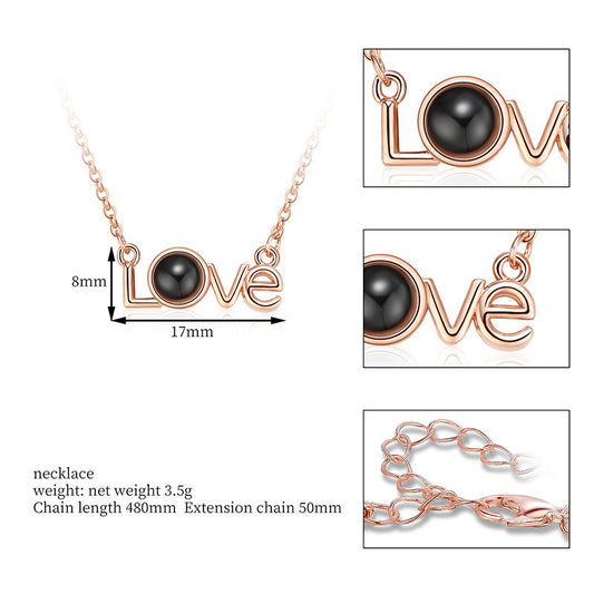 LOVE Shape Pendant Necklace Projection Net Red Jewelry