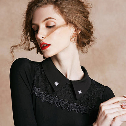 Crystal Small Brooch Collar Pin Gold-plated Micro Inlaid Zircon High-grade Anti-exposure Cap Ornament