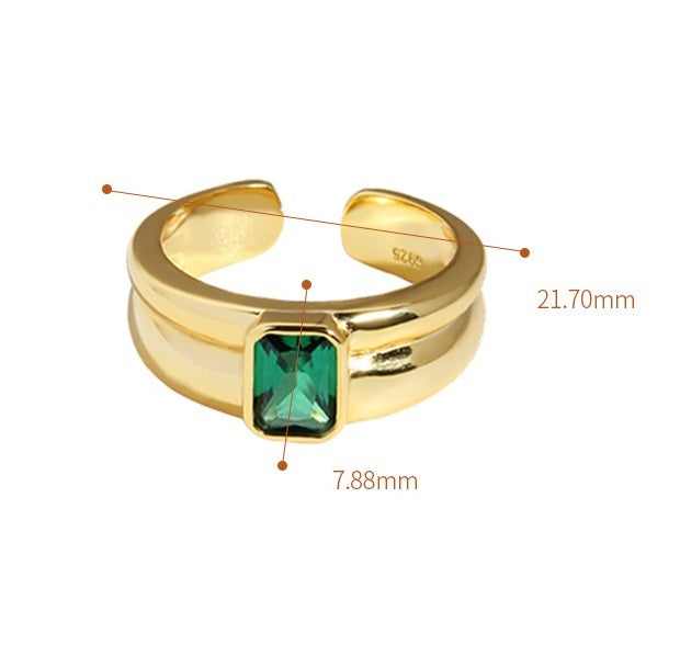 All-match Micro Inlaid Zircon Textured Sterling Silver Ring