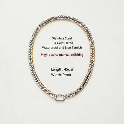 9MM Width Cuban Link Chain Hand Polished Necklace