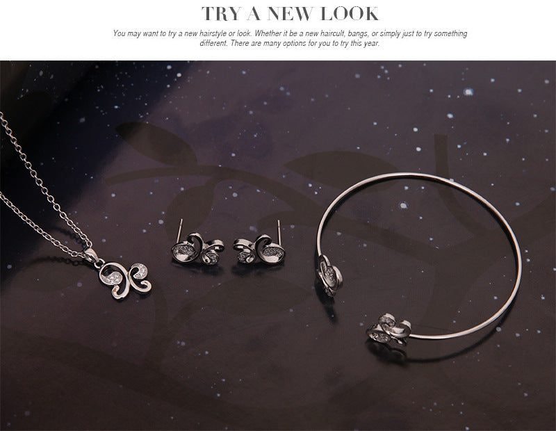 Three-piece Set Of New Butterfly Diamond Jewelry