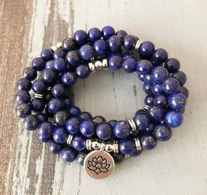 Lapis Lazuli Crystal Lotus OM Eye Buddha Yoga Bracelet