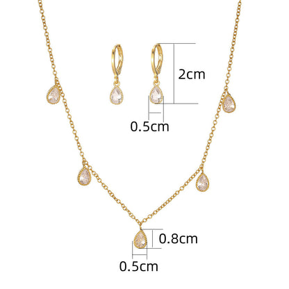 Special Interest Light Luxury Micro-inlaid AAA Zircon Earrings Necklace Set Women's Accessories