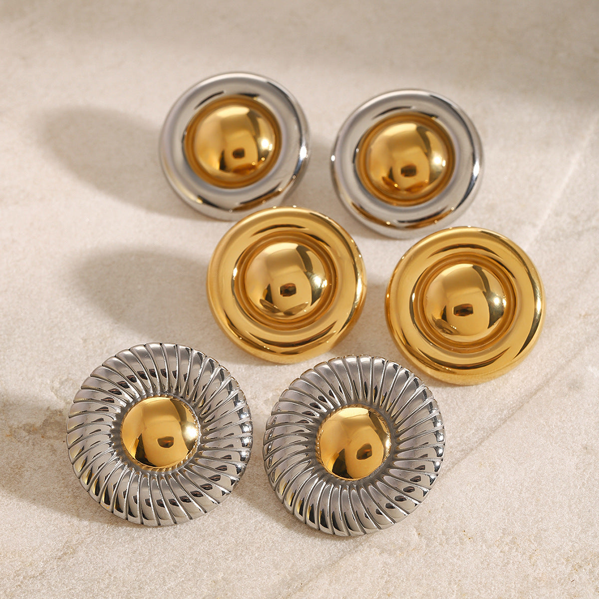 Stainless Steel Exaggerated Threaded Earrings