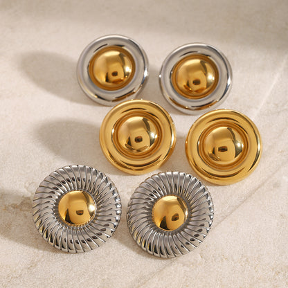 Stainless Steel Exaggerated Threaded Earrings