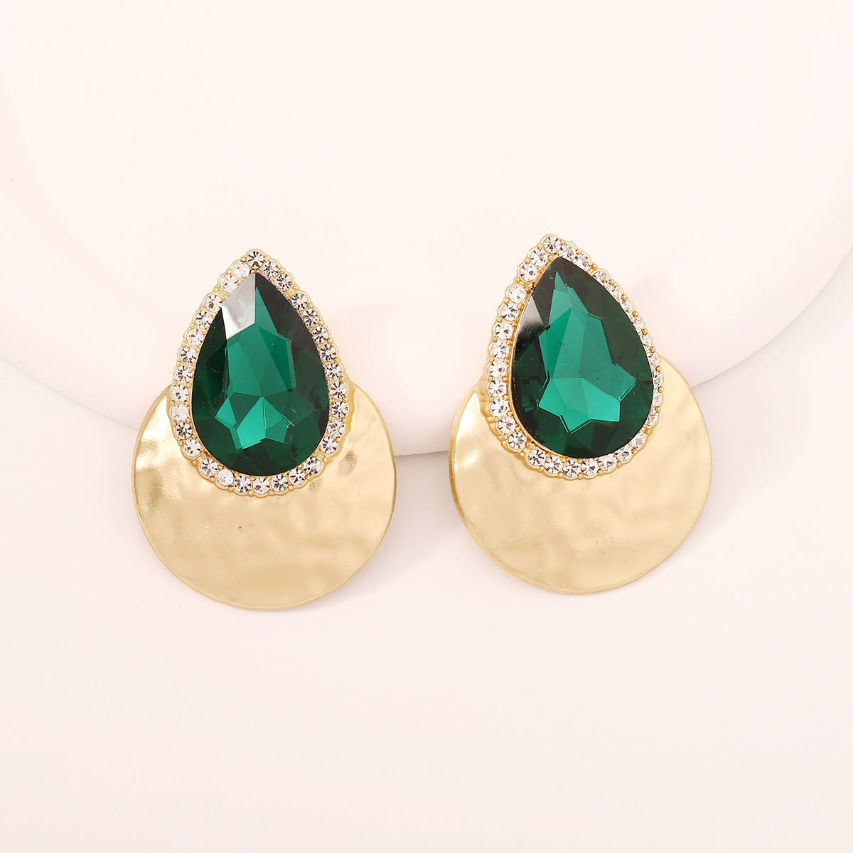 Drop Shape Inlaid Color Diamond French Exaggerated Earrings