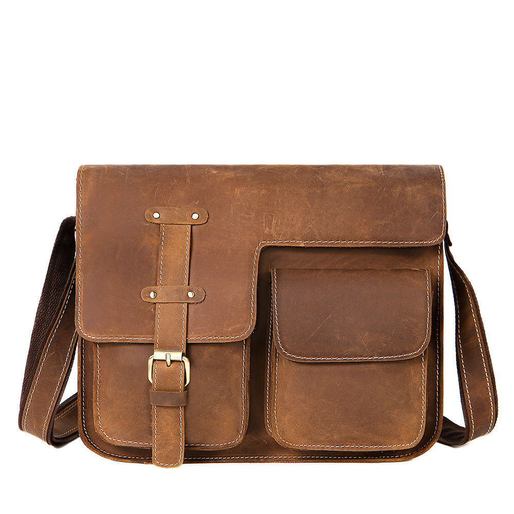 Herren Horizontale Schulter Messenger Bag Leder Herrentasche
