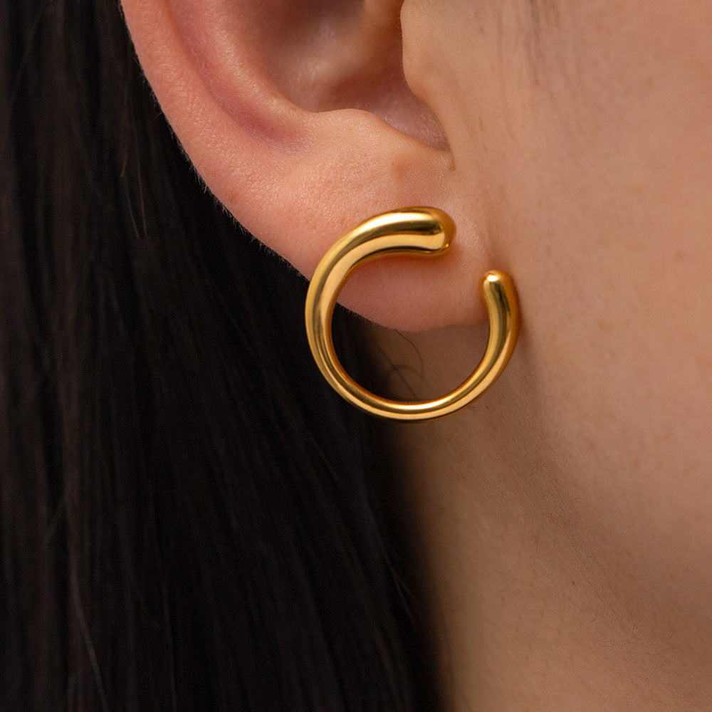 Women's Fashion Simple Gold-plated White Diamond Pearl Stud Earrings