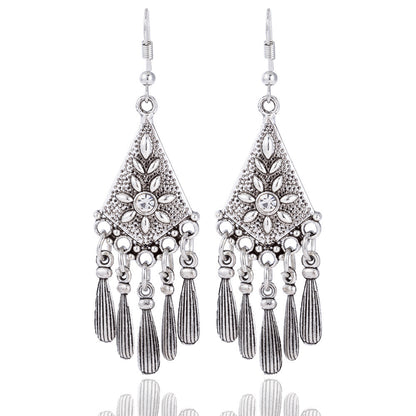 Ethnic Minorities Ornament Tibetan Classical Retro Miao Silver Earrings Eardrops