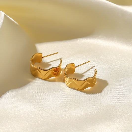 INS Style 18K Gold-plated Stainless Steel Irregular Width High Polishing
