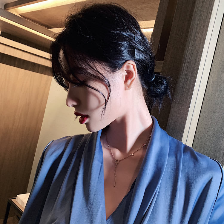 Women's alphabet titanium steel necklace