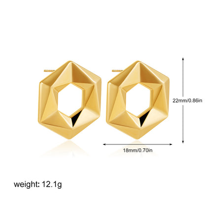 أقراط صليب بسيطة من الفولاذ المقاوم للصدأ اللامع من الذهب عيار 18 قيراطًا