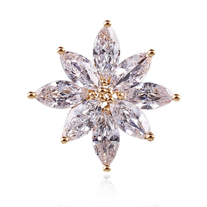 Crystal Small Brooch Collar Pin Gold-plated Micro Inlaid Zircon High-grade Anti-exposure Cap Ornament