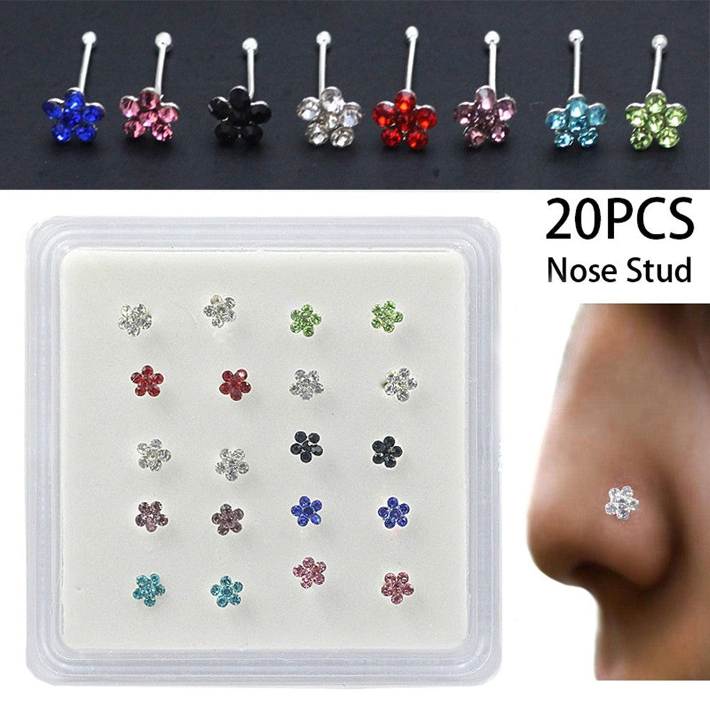 Colorful Spot Drill Flower Shape Nose Stud