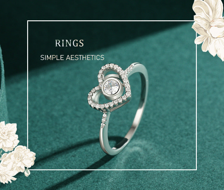 S925 Sterling Silver Love Full Diamond Ring