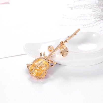 Fashion Alloy Brooch With Diamond And Pearl Flower