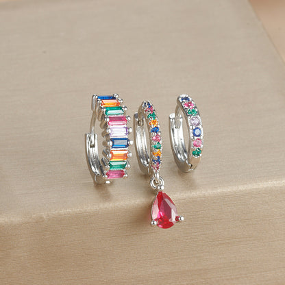 Geometric Water Drop Diamond Gold Plated Earrings