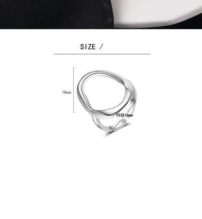 925 Sterling Silver Ring INS Simple Geometric Irregular Hollow-out Ring For Women