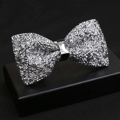 Fashionable Men's Shiny Diamond Bow Tie