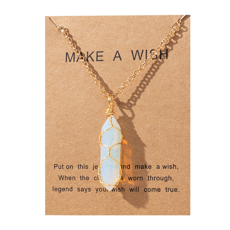 Men's And Women's Fashion Simple Copper Wire Hexagon Prism Necklace