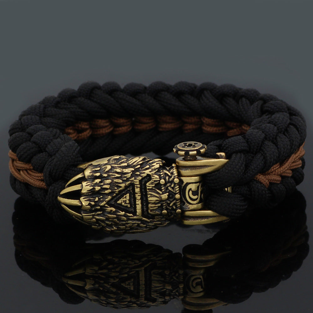 Nordisches neues handgewebtes Armband aus braunem Faden, Wikinger-Bärenklaue