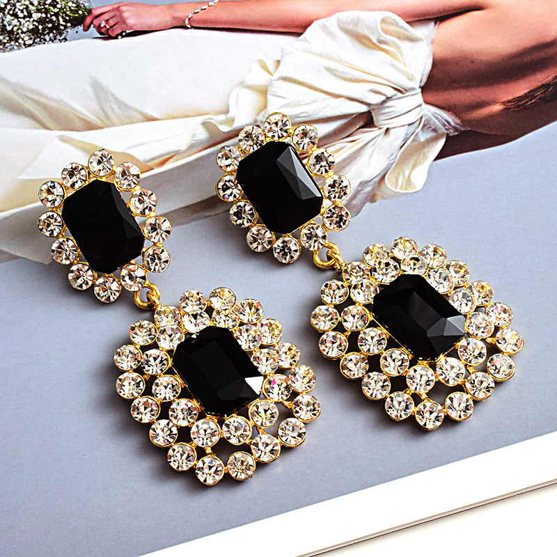 Fashion Earrings Diamond-studded Round Geometric Accessories