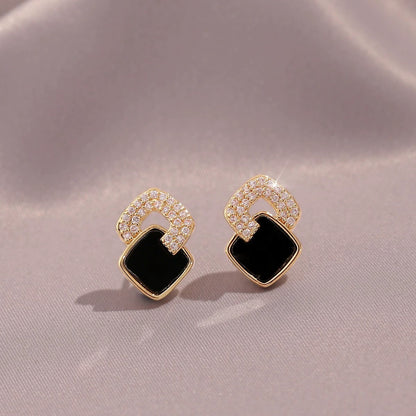 Women's Cross Black Small Square Earrings Versatile Gift