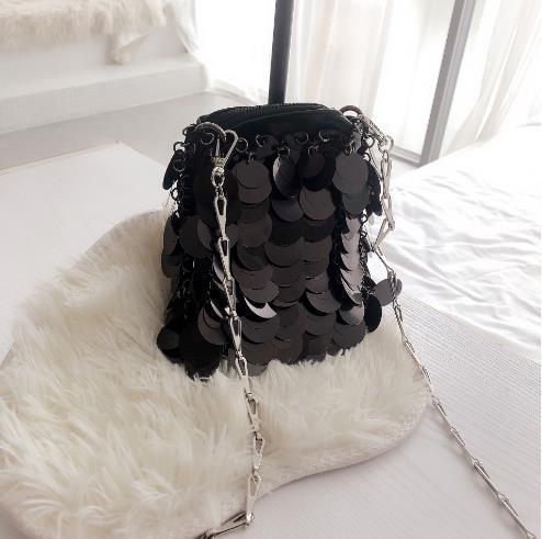 Kette Glitzer Pailletten Bling Schultertasche