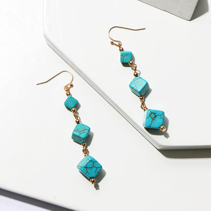 European And American Retro Geometric Square Women's Large Earrings