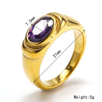 خاتم نسائي أنيق من الزركون الأسود والأخضر بتصميم ريترو